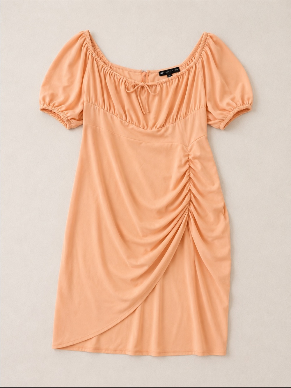 ASOS DESIGN Curve Ruched Puff Sleeve Midi Dress Woman 16 Peach Milk Maid Baddie